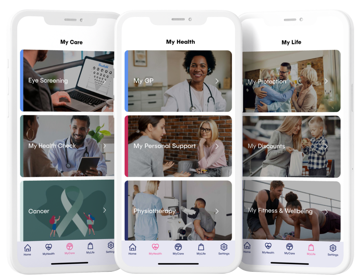 three screens of mysante app